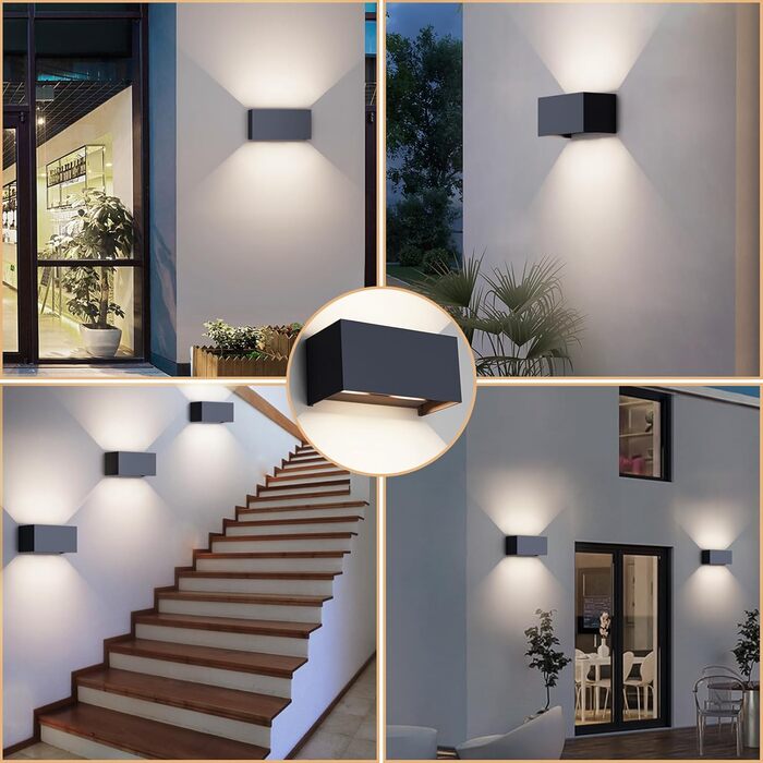 Світлодіодний настінний світильник Klighten 24 Вт для приміщень/зовнішнього використання, лампа 4000K для зовнішнього використання, IP65 з регульованим кутом променя, натуральний білий/антрацит