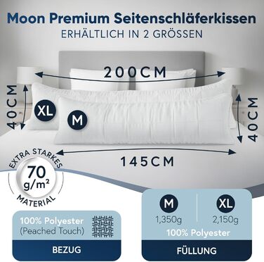 Класична подушка для сну Moon Single Side 40x200 см 100 поліестер (564380) 40x200 см Білий 1