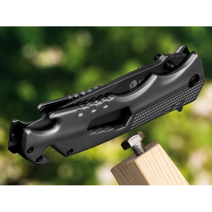 Кишеньковий ніж NedFoss FA48, 10-сантиметровий рятувальний ніж з різаком для ременя, склобій та відкривачка для пляшок, складаний