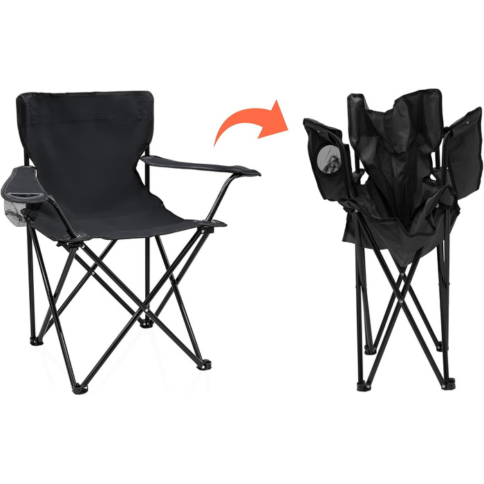 Складаний кемпінговий стілець Spetebo з тримачем для напоїв, набір з 2 шт. - 9 кольорів - Складаний кемпінговий стілець з сумкою для перенесення - Складаний стілець для фестивалів, відпочинку, саду, риболовлі, витримує до 100 кг, чорний