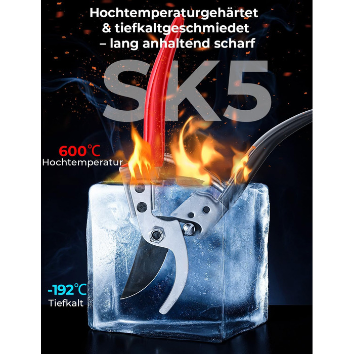 Професійні садові ножиці для жінок у 6 разів гостріші, японська вуглецева сталь SK5, обхідне лезо, діаметр різу 25 мм, для сухої, свіжої деревини, професійні ножиці для троянд, легкі ножиці для рослин для жінок