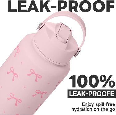 Термос з бантом, ізольована пляшка для води з нержавіючої сталі об&39ємом 32 унції, рожевий термос для жінок, дівчат, підлітків, подарунок на день народження