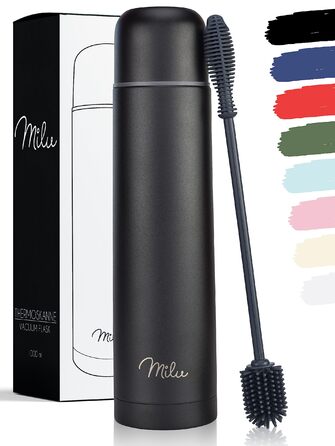 Термос Milu, ізольована пляшка, 1 л, 750 мл, 500 мл - ізольована пляшка для пиття з нержавіючої сталі, 100 герметична, з подвійною ізоляцією (чорна, 1000 мл) 1000 мл чорний