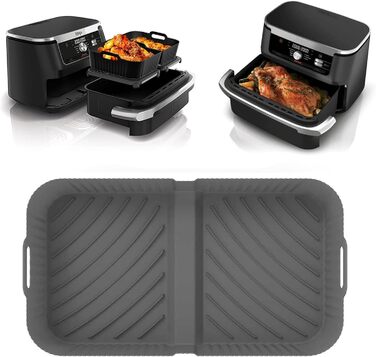 Силіконові вставки Аксесуари для фритюрниці 10.4L Ninja AF500EU AF500EUCP, силіконова форма для аксесуарів для фритюрниці (сірий-2 шт. и 5.2 л ука 10.4 л) чорний 2 шт. и 5,2 л ука 10,4 л