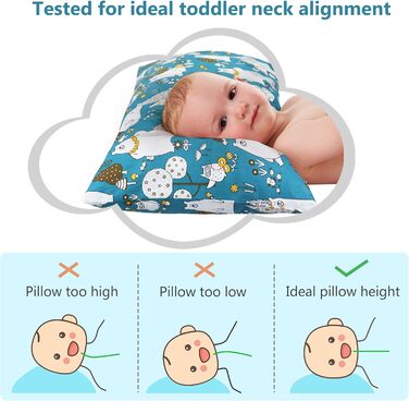 Дитяча подушка з наволочкою, м'яка органічна бавовна, дитяча подушка для сну, можна прати в пральній машині, гіпоалергенна, підход