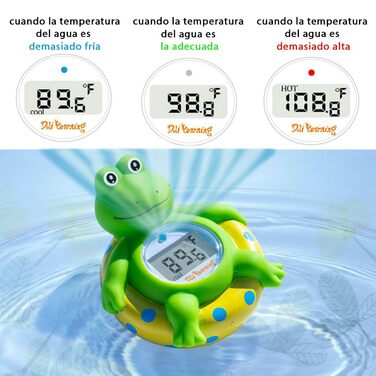 Зелена жаба з жовтим кільцем для плавання Дитячий термометр для ванни для малюків, плаваюча іграшка для ванни, доступний термометр