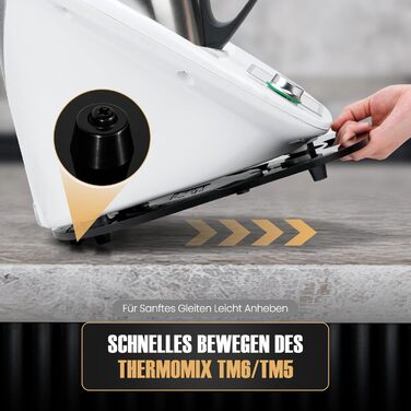 Для розсувної дошки Thermomix TM6 TM5 акрил, розсувна дошка EPULLWUP з ручкою без зусиль переміщення для кухонного комбайна Thermomix Vorwerk TM5 TM6 Аксесуари Pad Board, глянцевий чорний