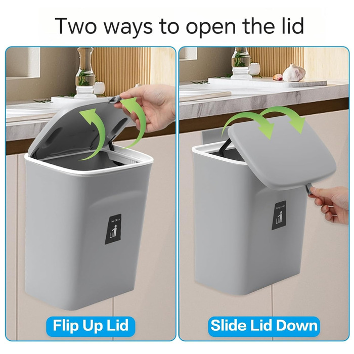 Відро для компосту для кухні, 9-літрове відро для сміття, на стільницю або під раковину, підвісне невелике відро для сміття з криш