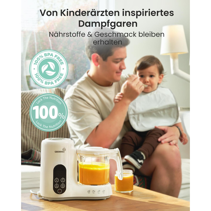 Дитяча харчова машина GROWNSY – пароварка, блендер і стерилізатор 3-в-1