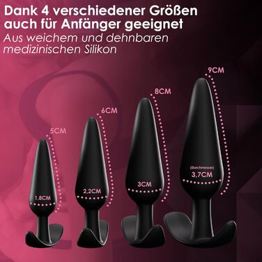 Набір анальних пробок ROSENQUARZ, з медичного силікону, 4 шт.