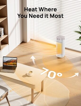 Дюймовий електричний обігрівач Dreo, енергоефективні обігрівачі з терморегулятором, пульт дистанційного керування, що коливається