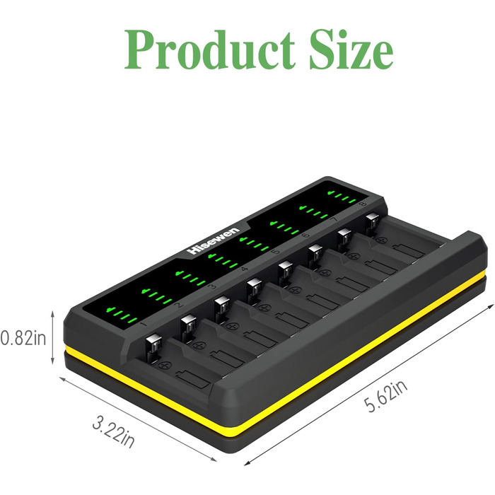 Зарядний пристрій Hisewen для літієвих батарей CR123A, 8 відсіків для зарядного пристрою CR123a, сумісний з камерами Arlo VMC3030 VMK3200 VMS3330 3430 3530 та ліхтариком (батарея не входить до комплекту)