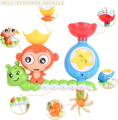 Іграшки для ванни HellDoler, іграшки для ванни Водоспад Водна станція зі складеною чашкою Фонтан Іграшки для душа для дітей