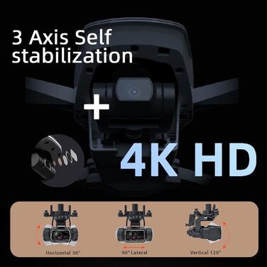 Дистанційне керування, складаний квадрокоптер RC для дорослих (3 батареї), 240g GPS Drone Professional 4K HD Camera FPV Drone, 3-A