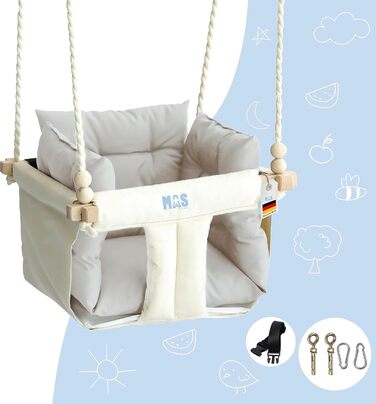 Дитячі гойдалки кімнатні з дерева граба з анкерними та кріпильними матеріалами для стелі, дитячі гойдалки садові, вантажопідйомніс