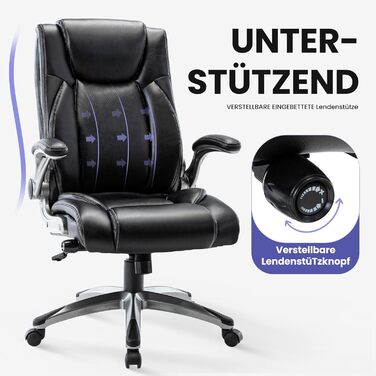 Ергономічне офісне крісло COLAMY Black-02 Classic, штучна шкіра, чорний