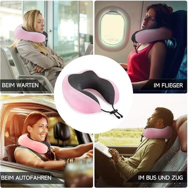 Рожевий Neck Pillow Adults - Neck Pillow Car - Travel Pillow Memory Foam - можна прати (оксамитово-м&39який і дихаючий) - Подушка для літака для спокійних подорожей