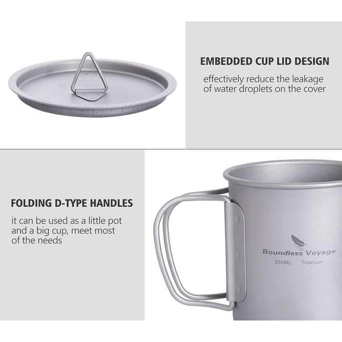 Мл Титанова кружка Кемпінгова кружка Відкритий чай Кава Дорожня кружка з кришкою та відкидною ручкою Легка кружка для води Чашка д