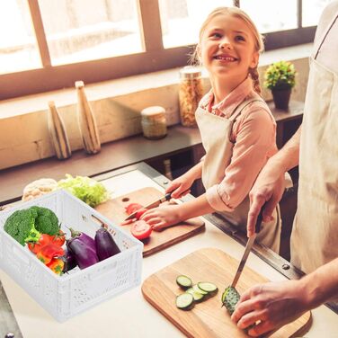 Складані пластикові коробки для зберігання, полиці-кошики, набір із 4 складних кошиків для зберігання, вставки для кухонних шухляд, штабелювані коробки для зберігання, транспортні коробки, контейнери для шаф, куби, домашній офіс, спальня, кухня - білі