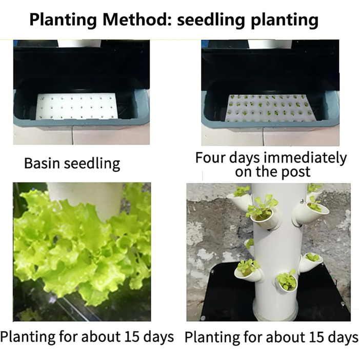 Стручків Hydroponics Tower Garden Hydroponics Growing System Набір для аеропоніки для вирощування трав, фруктів і овочів з гідратаційним насосом, адаптером, сітковими горщиками, часом, 30