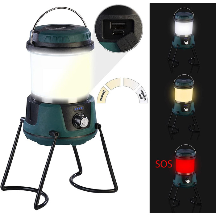 Ліхтар для кемпінгу з зарядним пристроєм 3-в-1 акумуляторний світлодіодний кемпінговий ліхтар до 800 люменів, із зарядним пристроєм, CCT (світлодіодний кемпінговий ліхтар із акумуляторною батареєю для кемпінгу, настільна лампа з батареєю)