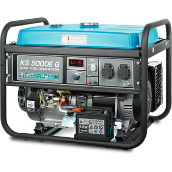 Генератор на зрідженому паливі/бензині K&S Knner&Shnen KS 5000E G серії DUAL FUEL, аварійний генератор потужністю 4500 Вт, ручний/електричний запуск, 2x16A, 12 В, генератор з (AVR), генератор живлення, захист генератора від короткого замикання Blue5eg