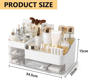 Органайзер для косметики Lacuasmall з висувними ящиками, органайзер для туалетного столика для умивальників, спалень та ванних кімнат, косметичка для помади та косметичних аксесуарів, білий