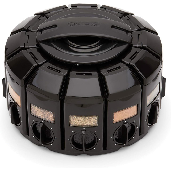 Поличка для спецій KitchenArt Carousel Select-A-Spice, 12 відділень, чорна, 22,2 x 22,2 x 15,2 см, Select-A-Spice Classic, чорний