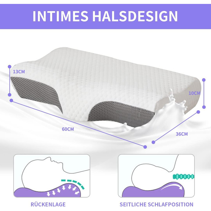 Ортопедична подушка з піни з ефектом пам'яті, контурна подушка для шиї, 60 * 36 * 13 / 10 см