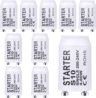 Стартер люмінесцентна лампа S10 4-80W 200-240V люмінесцентна лампа стартер стартер довгий термін служби для люмінесцентних ламп люмінесцентне світло індивідуальне перемикання люмінесцентних ламп, 10 шт.