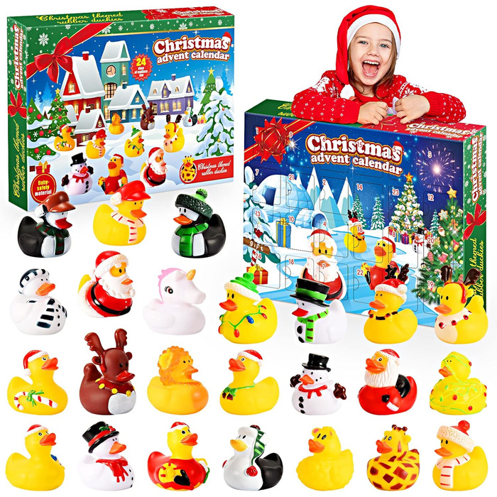 Адвент-календар groboma 2025 Гумові качечки, 24 іграшки для ванни