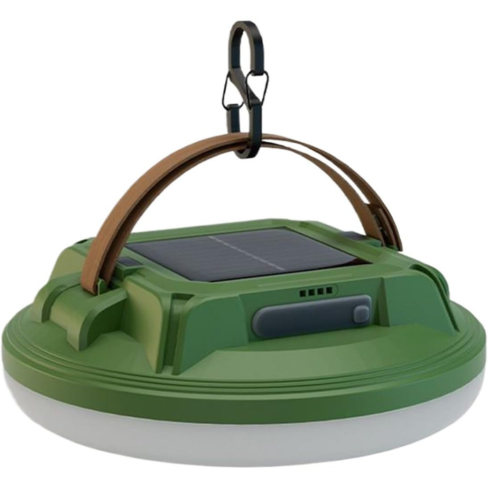 Сонячні кемпінгові ліхтарі, 4 режими, водонепроникні, акумуляторні, зовнішній кемпінговий ліхтар з підвісним гачком - для використання в приміщенні та на вулиці, для піших прогулянок, походів, нічної риболовлі, відключень електроенергії, зелені