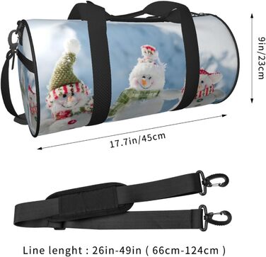 Спортивна сумка, дорожня сумка, зимовий принт Сніговик, сумка для ночівлі, чорна, універсальний розмір, сумка для подорожей