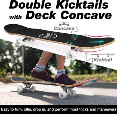 Скейтборд для дітей, підлітків та дорослих BELEEV Cruiser Skateboard 31 x 8 Inch – Red