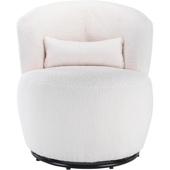 Біле плюшеве обертове крісло з поперековою подушкою - вантажопідйомність 100 кг з обертовою металевою основою