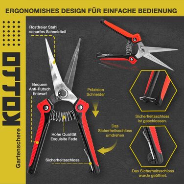 Садові ножиці Fstop Labs, 4-предметні, гострі ножиці для троянд з нержавіючої сталі, прецизійні ножиці для дерев із сумкою для зберігання, обхідне обрізання гілок/гілок/фруктових дерев, діаметр різання до 20 мм, 4 стандартні ножиці