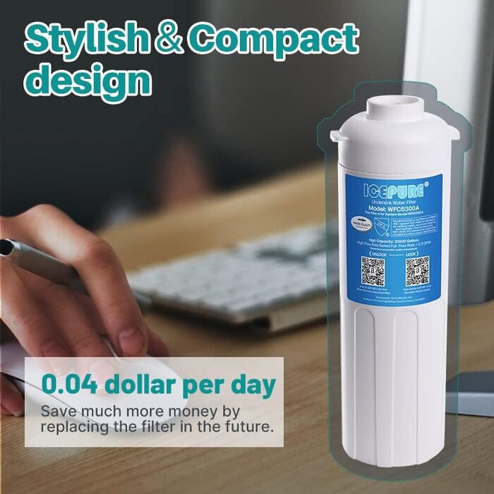 Система фільтрації води під раковиною, 20 000 літрів, надвисока місткість, головний кран під системою фільтрації води, видаляє 99 свинцю, фтор, неприємний смак, 0,5 мікрона, 5300A