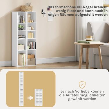 Книжкова полиця WOLTU, полиця з 10 відділеннями, полиця для CD/DVD, біла кубічна полиця, штабелювана полиця, полиця для зберігання, вітальня, білий колір, SK063ws