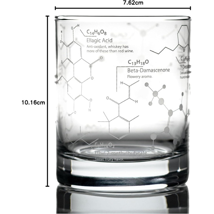 Склянки для віскі Greenline Goods - 10-унційний тумблер - наука про віскі (одинарна склянка), протравлена молекулами хімії віскі Старомодний набір скельного скла з