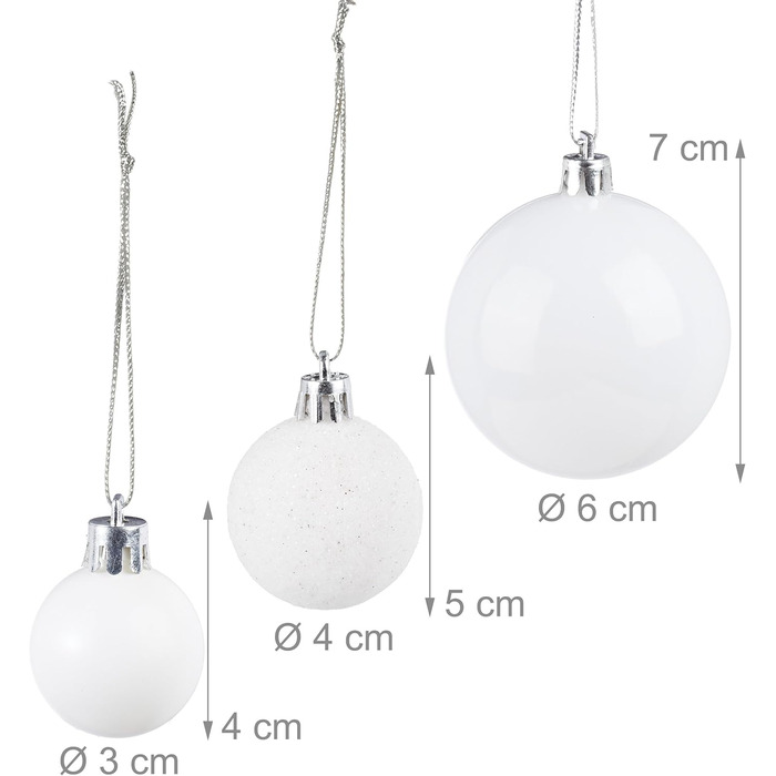 Різдвяні кульки набір із 76 шт білі Relaxdays