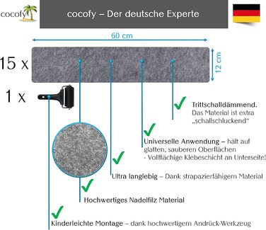Килимки для сходів 15 шт 60 x 12 см cocofy