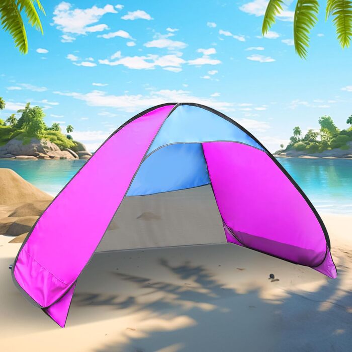Розкладний пляжний намет із захистом від ультрафіолету, UPF 50, складний пляжний намет для немовлят, вітрозахисний пляжний намет, автоматичний розкладний намет, дитячі пляжні наметки з невеликим розміром упаковки (C-200*130*125)