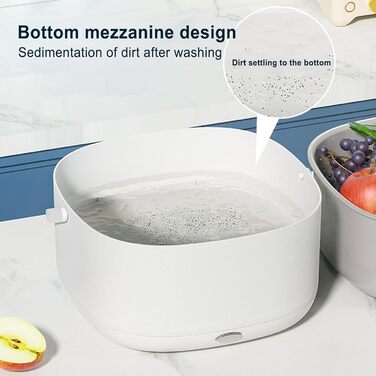Набір чаш для кухонних ситечок Двошаровий кошик для миття їжі ємністю 8 л, необхідні для приготування кухонні аксесуари для помідорів, огірків, полуниці, персиків, м'яса, риби, креветок Lambo сірий фіолетовий білий