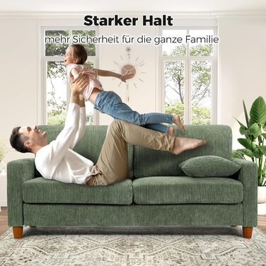 Диван Kidirect Cord 3, зручний диван 178 см, надзвичайно глибокі сидіння 53 см, диван для вітальні, що збирається без інструментів, великий диван-канапа з 2 подушками, сучасний диван для офісу, дивани для спальні, лісово-зелений, лісово-зелений, 178 см