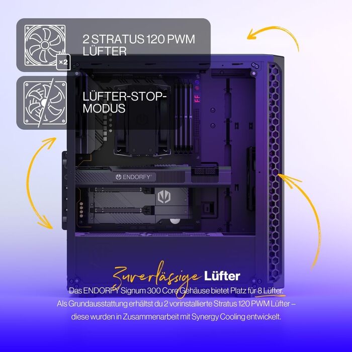 Корпус для ПК ATX, 2 вентилятори 120 мм у комплекті, бічна панель із загартованого скла, сітчаста передня панель, підтримка відеокарт до 325 мм, знімні пилові фільтри, EY2A004 Signum 300 Core (2 вентилятори 120 мм), 300 Core