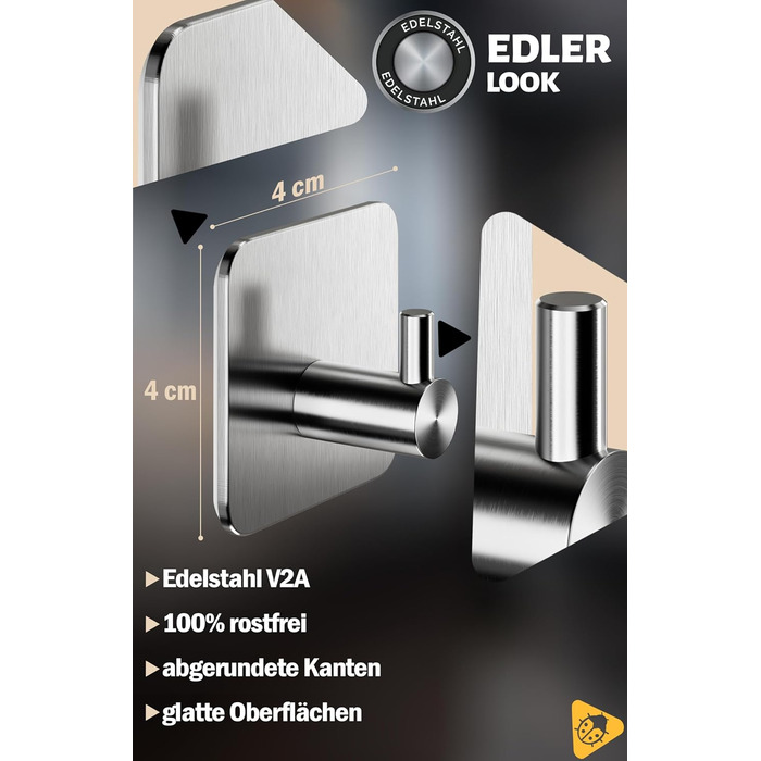 Рушникосушка Menz без свердління, 6 шт. - гачки для рушників для ванної з нержавіючої сталі, водонепроникні клейкі гачки, стильні