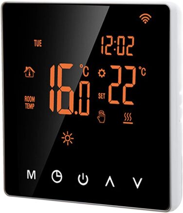 Цифрові програмовані термостати, кімнатний термостат, ME81H AC 230V WIFI Smart Thermostat, 16A, помаранчева задня біла преса РК-дисплей Інтелектуальний термостат Термостат теплої підлоги для термостата