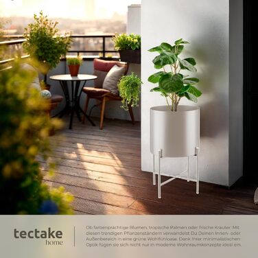 Підставка для рослин tectake, набір із 2 предметів, підставка для квітів, металевий квітковий горщик, знімні кашпо, декоративні квіткові горщики для вітальні, кашпо для використання в приміщенні та на вулиці, квітковий пуф з ніжками та кашпо - сіро-коричн