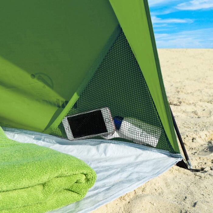 Пляжний намет для активного відпочинку Helios Air - туристичний пляжний намет із захистом від ультрафіолету 80 та вікном, що закривається, пляжний намет для подорожей (зелений)