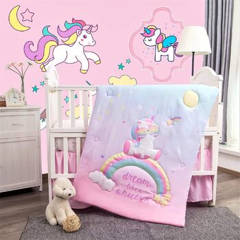 Комплект постільної білизни для дитячого ліжечка La Premura Єдиноріг для дівчаток - Комплект постільної білизни для дитячого ліжеч